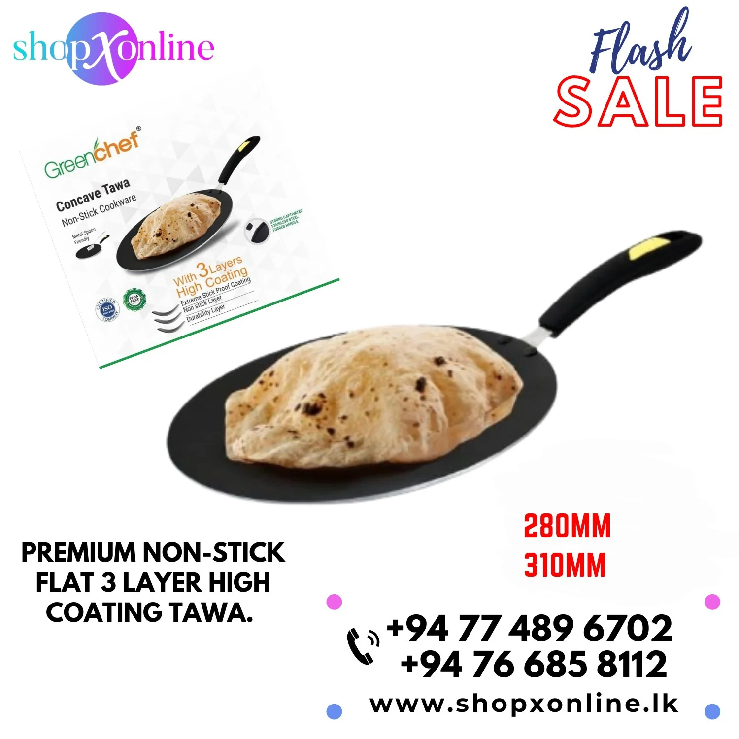 Green Chef Non Stick Tawa Pan (310mm) - Made in India