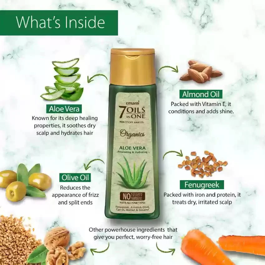 Emami 7 Oils Nourishing Aloe Vera Hair Oil – 100 ml