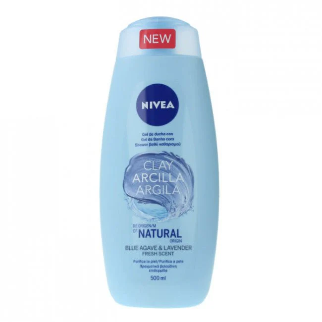 Nivea clay blue agave and lavender fresh scent shower gel 500ml