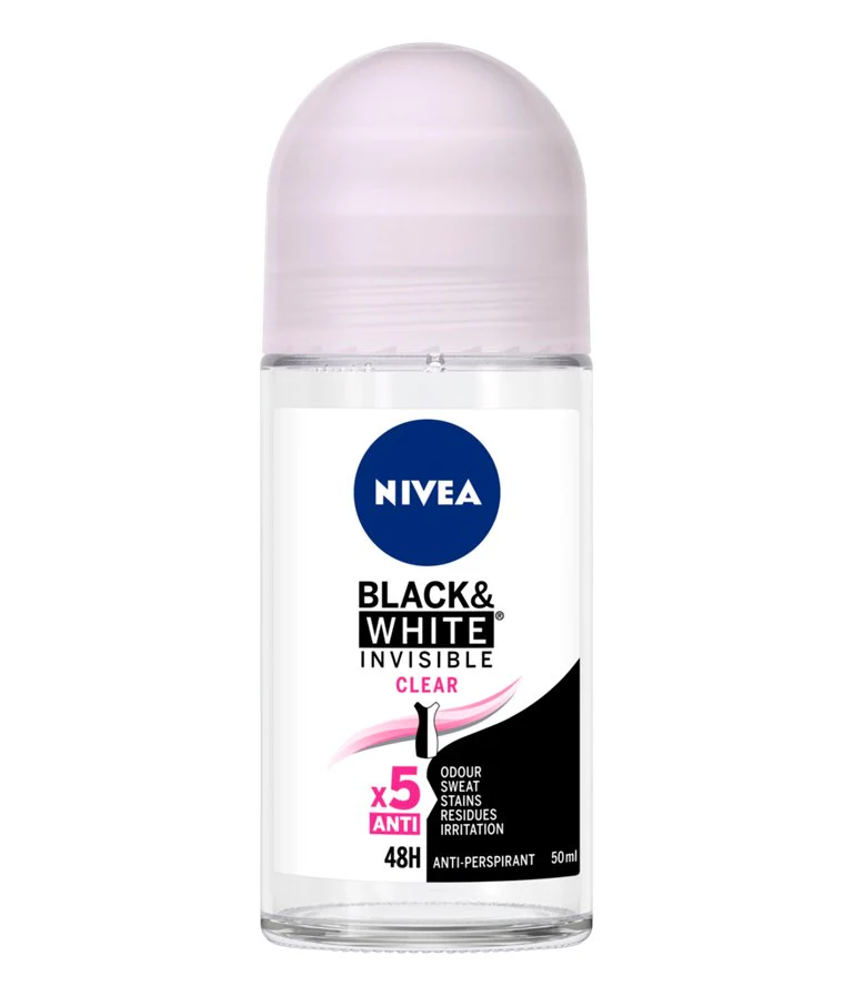 Nivea Black And White Invisible Clear 5 in 1 Deodorant Roll On 50ml