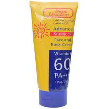 Skin Doctor Face And Body Advance Sunblock Cream 60 PA +++ with Vitamin E  - 150ml