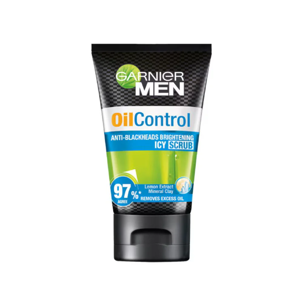 Garnier Men Oil Control Anti Blackheads Brightening Icy Scrub - 100ml