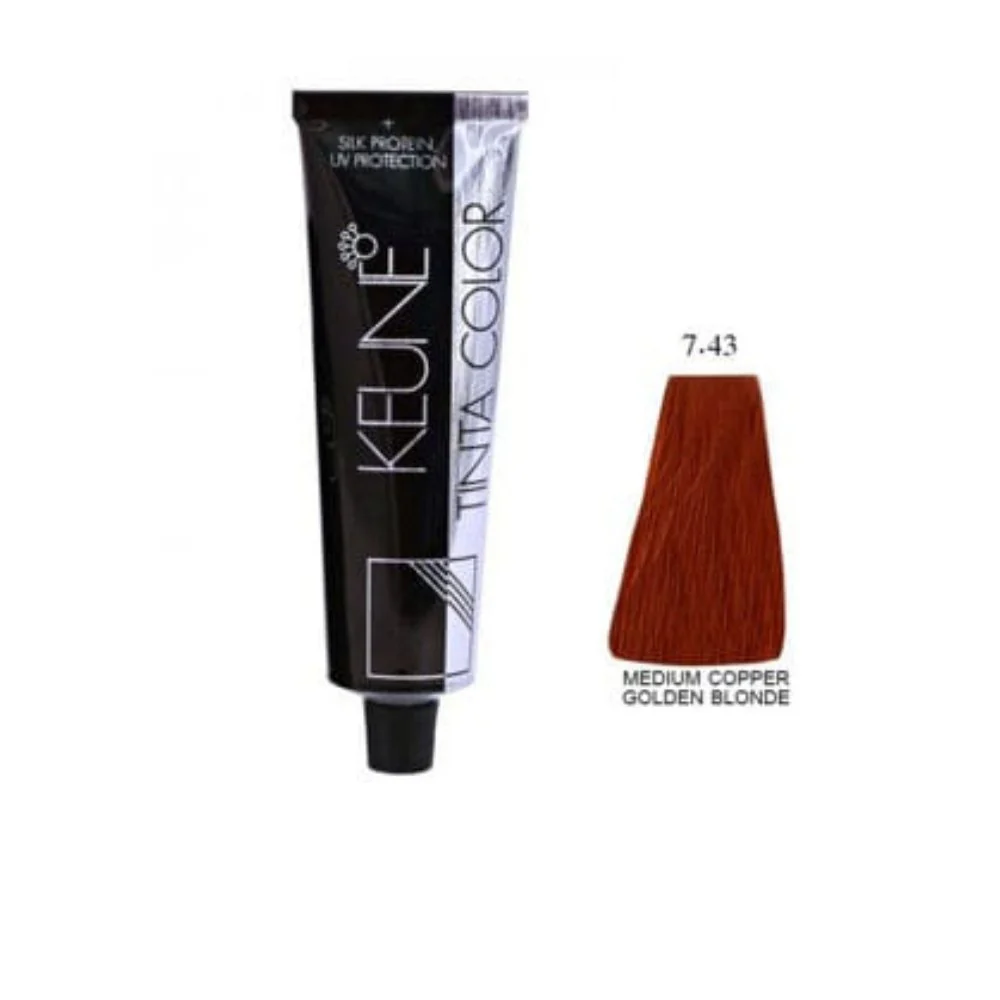 Keune Medium Copper Golden Blonde 7.43 Hair Color - 60ml