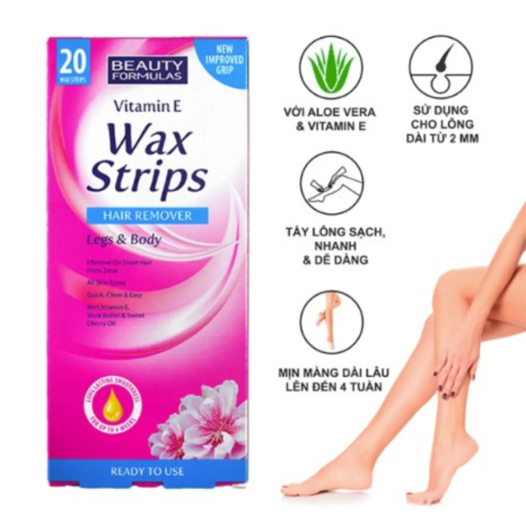 Beauty Formulas Vitamin E 20 Wax Strips Legs & Body