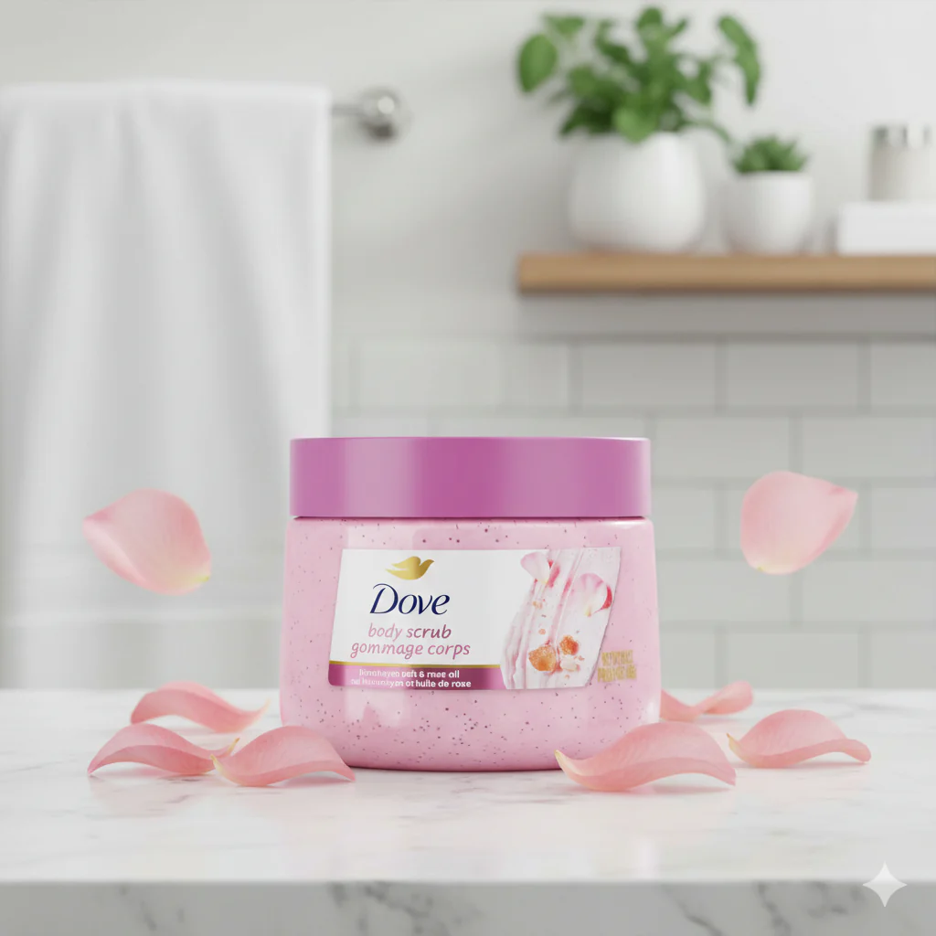 Dove Body Scrub Himalayan Salt & Rose Oil 15oz - Image 2