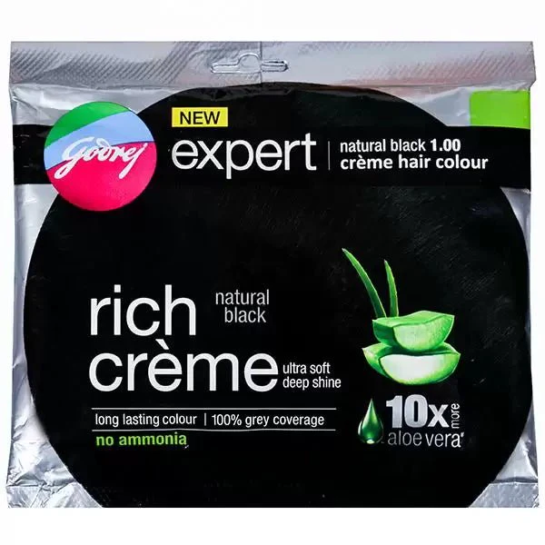 Godrej Expert Rich Creme Hair Color Natural Black No Ammonia - 20g