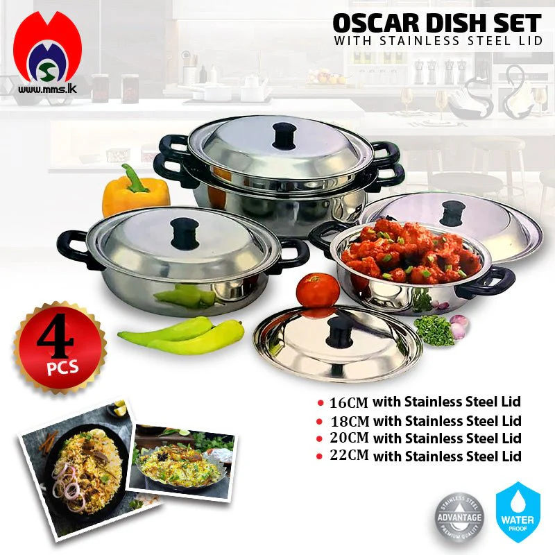 4Pcs Oscar Dish Set (with Lid)