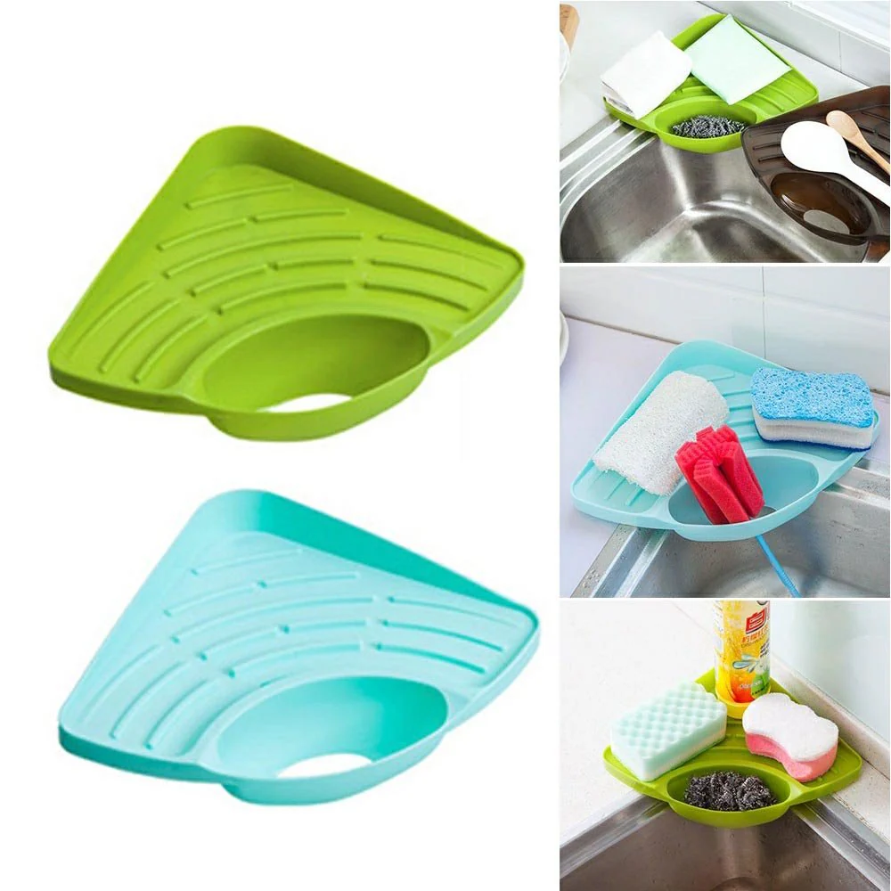 Multipurpose Sink Triangle Shelf Soap and Sponge Holder - Image 2