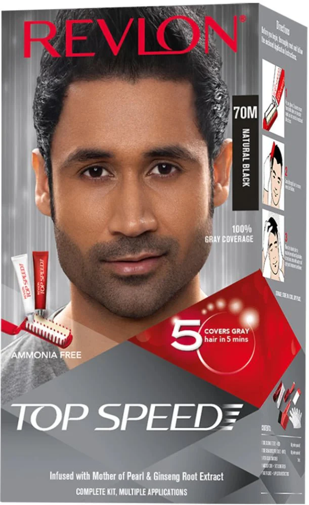 Revlon Top Speed Ammonia Free Hair Color 70M Natural Black